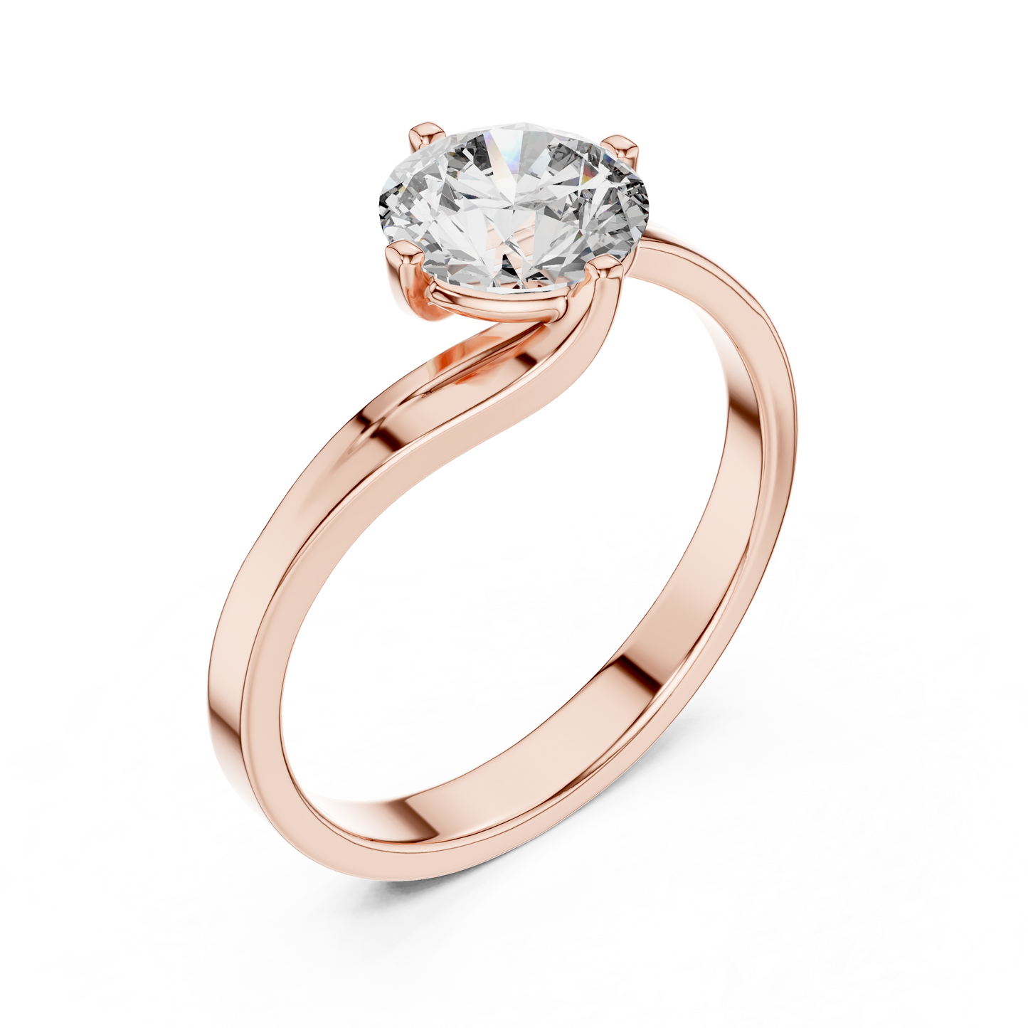 Elegant Sculpted Tapered Solitaire Diamond Engagement Ring