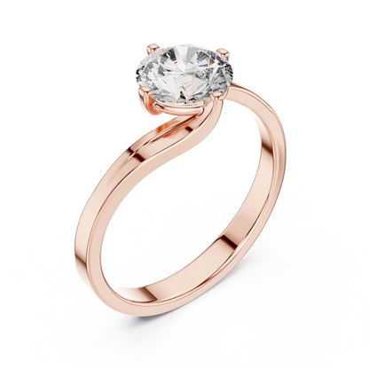Elegant Sculpted Tapered Solitaire Diamond Engagement Ring