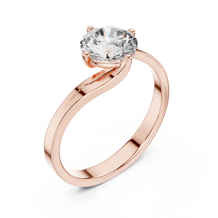 Elegant Sculpted Tapered Solitaire Diamond Engagement Ring