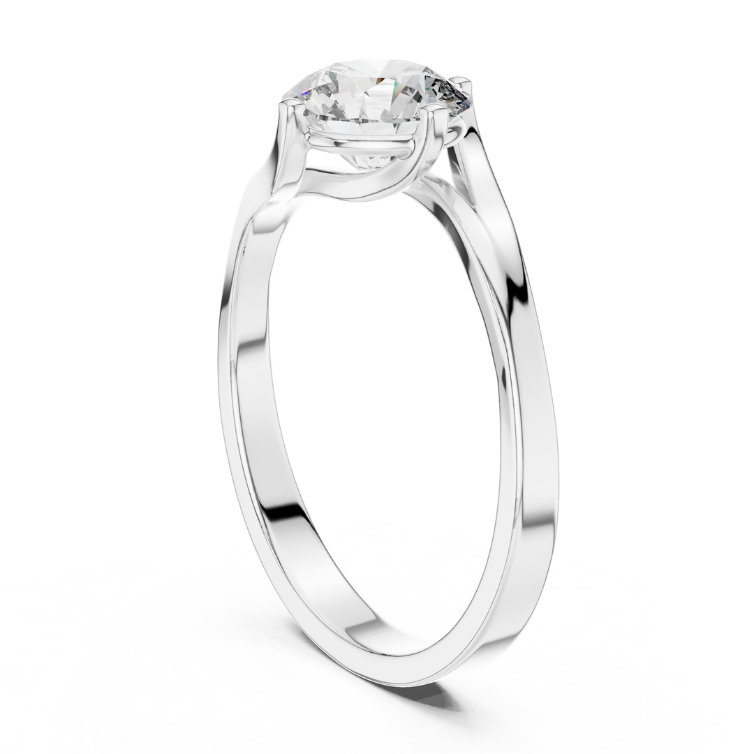 Elegant Sculpted Tapered Solitaire Diamond Engagement Ring