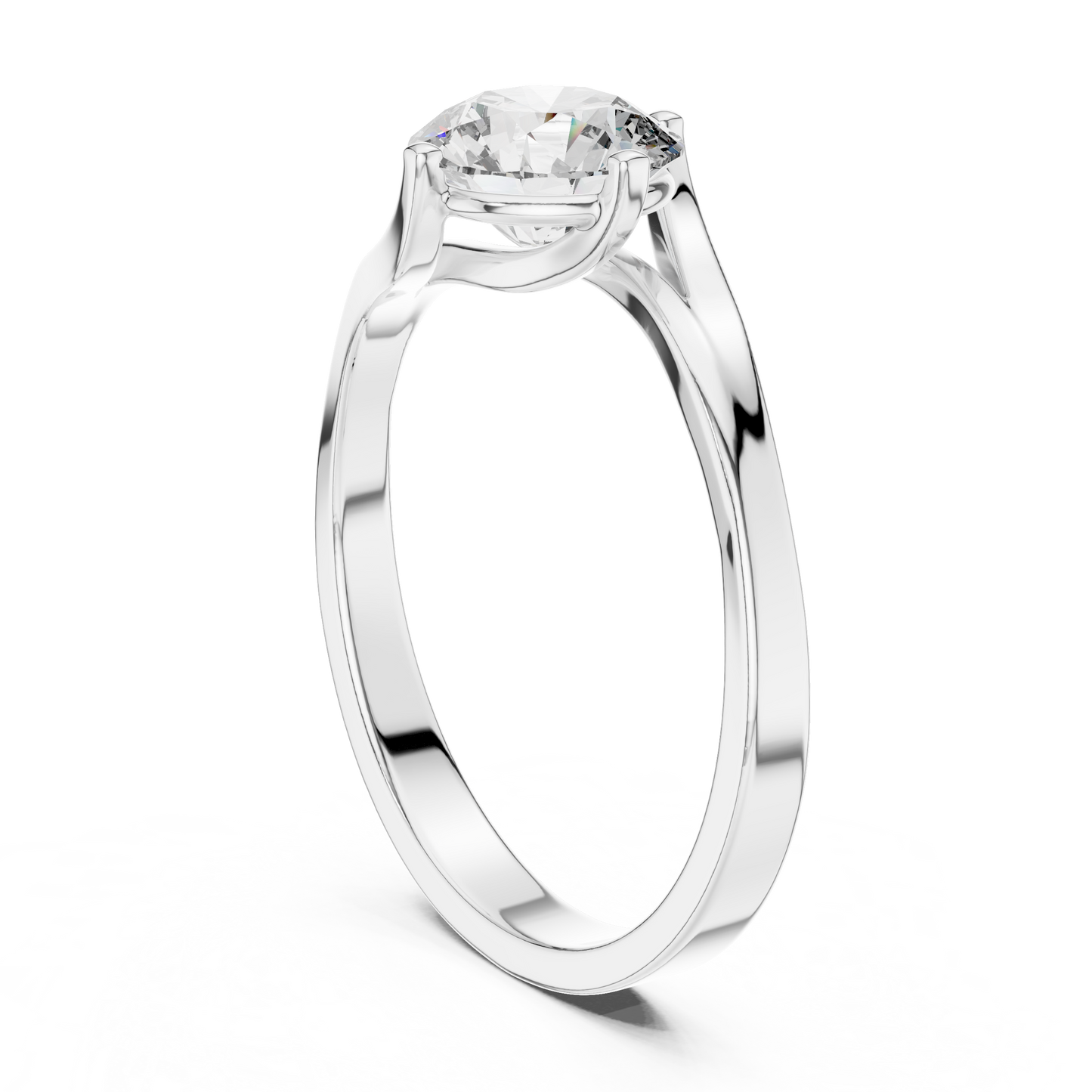 Elegant Sculpted Tapered Solitaire Diamond Engagement Ring