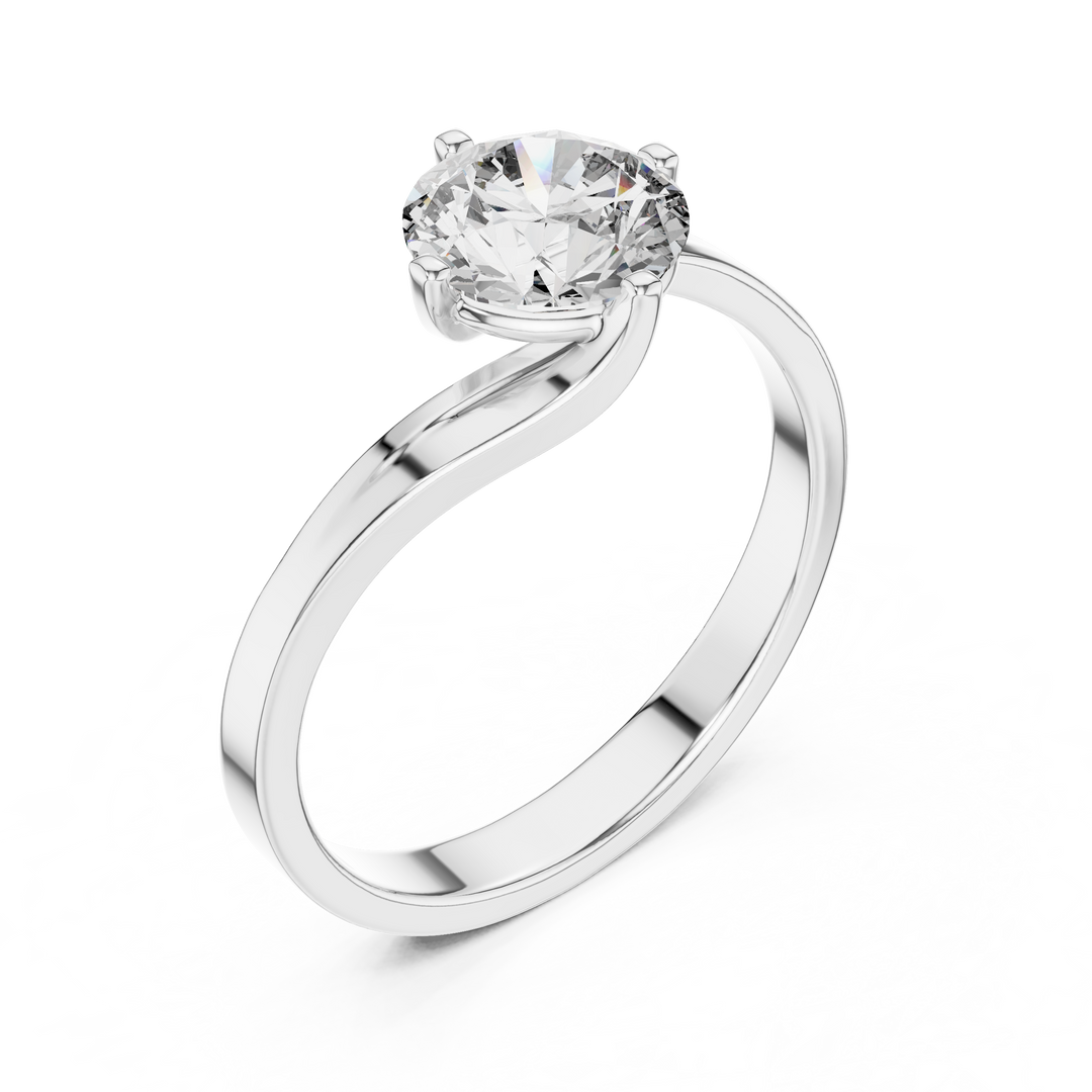 Elegant Sculpted Tapered Solitaire Diamond Engagement Ring
