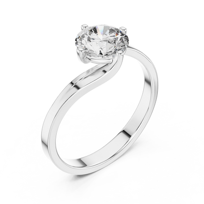 Elegant Sculpted Tapered Solitaire Diamond Engagement Ring