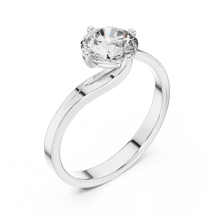 Elegant Sculpted Tapered Solitaire Diamond Engagement Ring