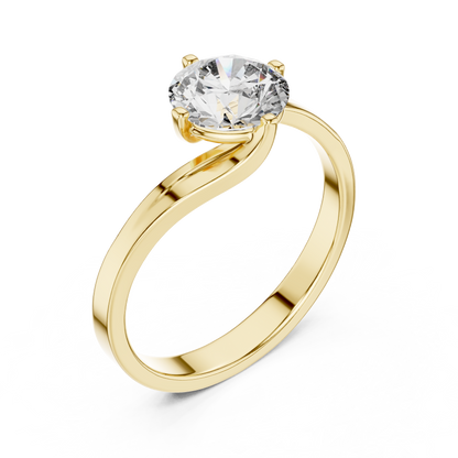 Elegant Sculpted Tapered Solitaire Diamond Engagement Ring