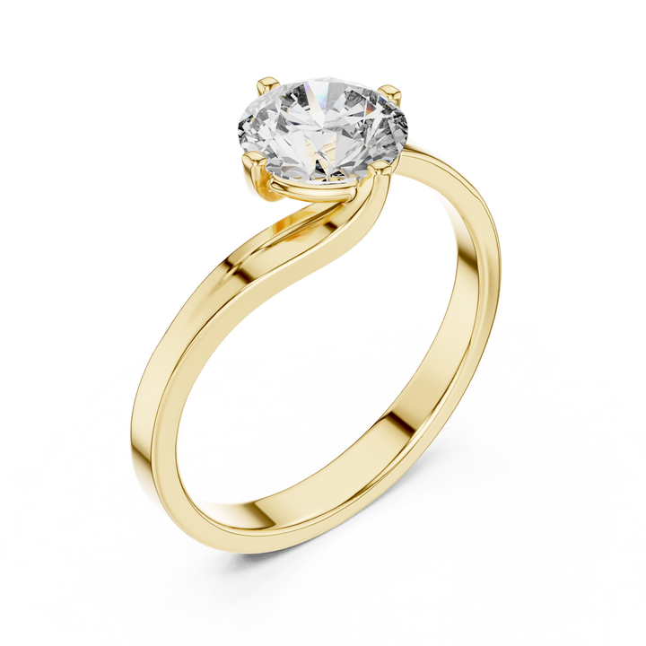 Elegant Sculpted Tapered Solitaire Diamond Engagement Ring