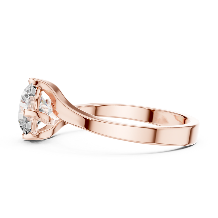Elegant Sculpted Tapered Solitaire Diamond Engagement Ring
