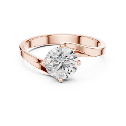 Elegant Sculpted Tapered Solitaire Diamond Engagement Ring