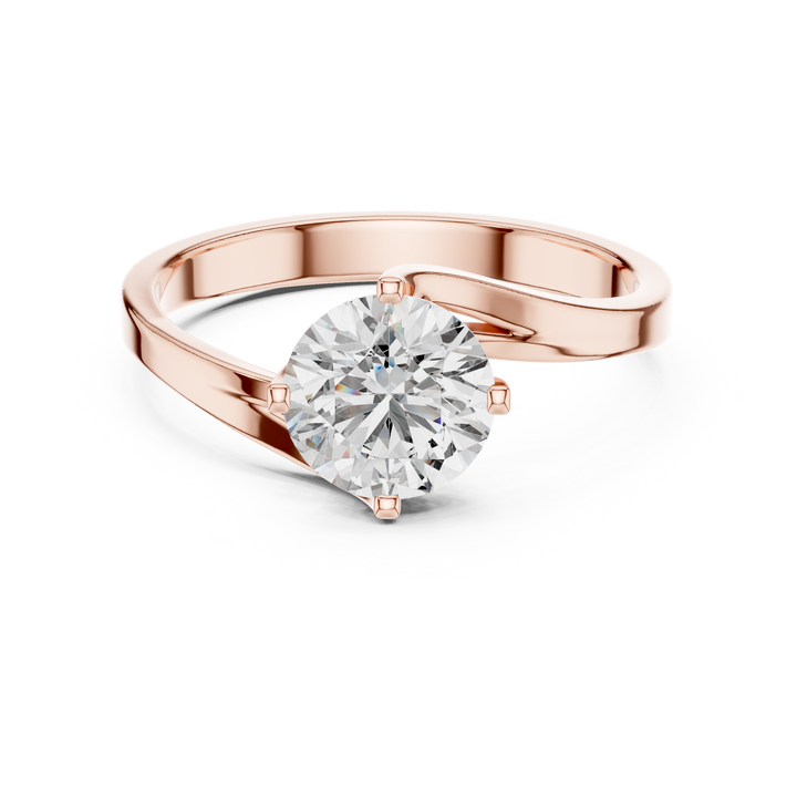 Elegant Sculpted Tapered Solitaire Diamond Engagement Ring