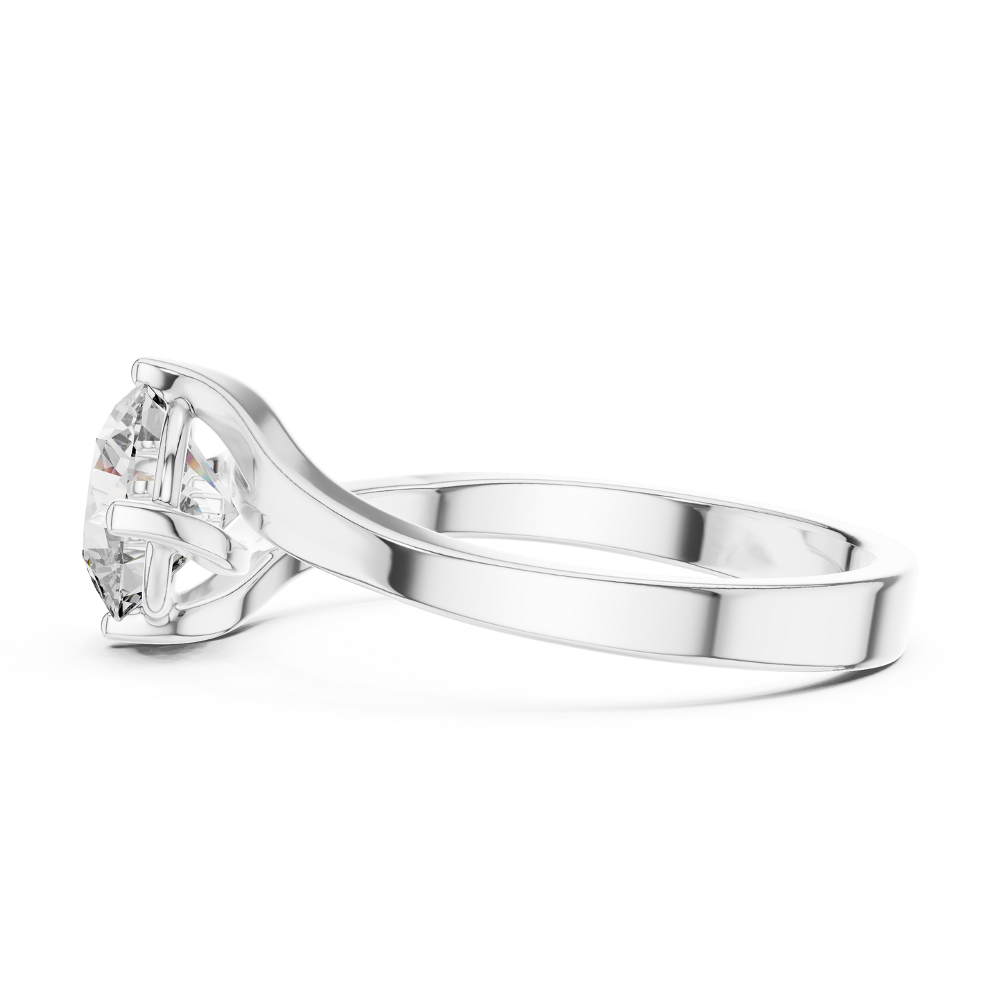 Elegant Sculpted Tapered Solitaire Diamond Engagement Ring