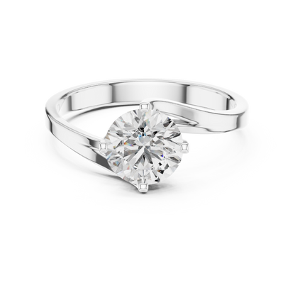 Elegant Sculpted Tapered Solitaire Diamond Engagement Ring