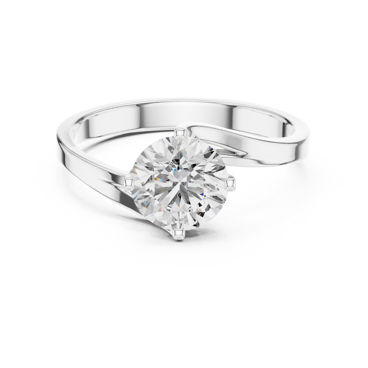 Elegant Sculpted Tapered Solitaire Diamond Engagement Ring
