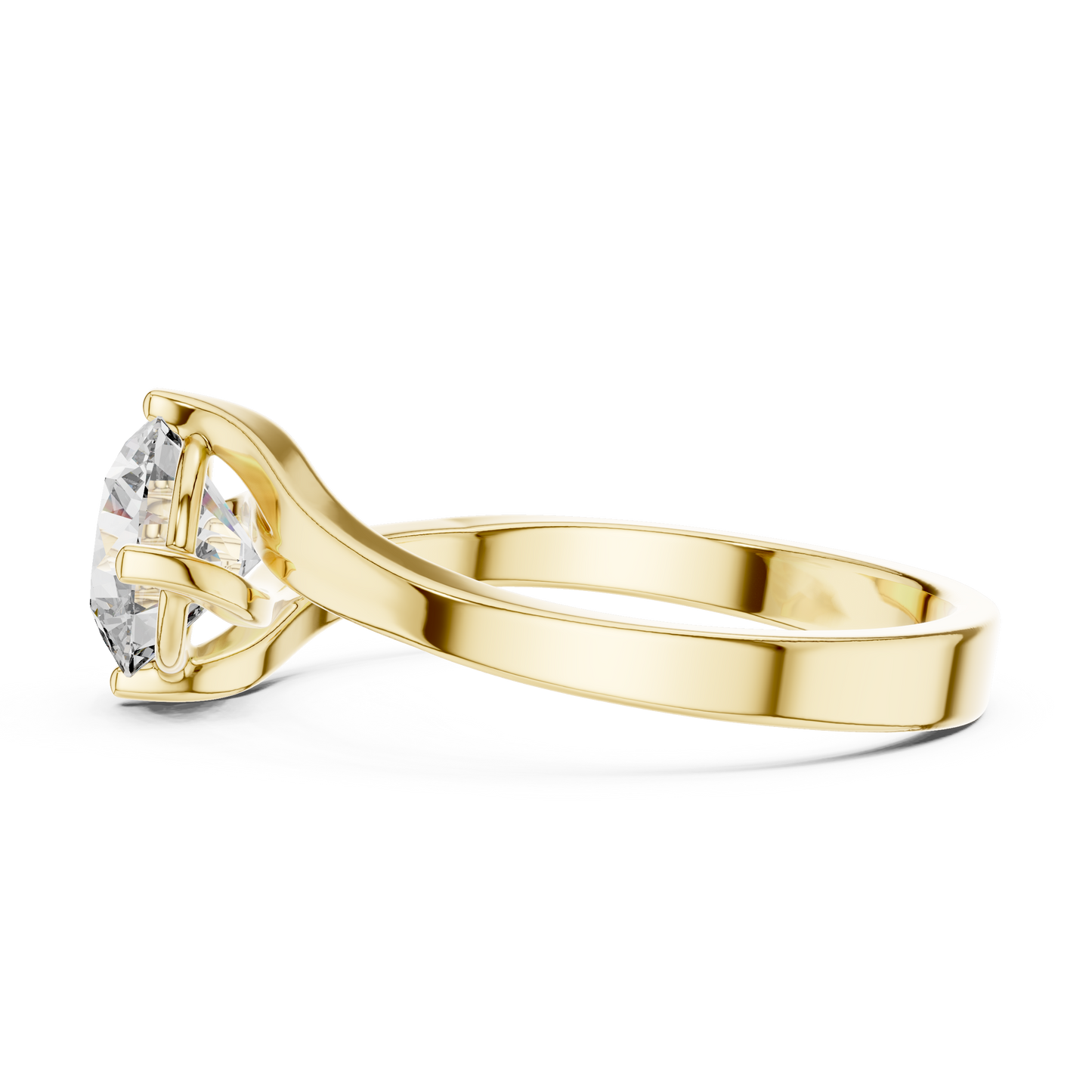 Elegant Sculpted Tapered Solitaire Diamond Engagement Ring