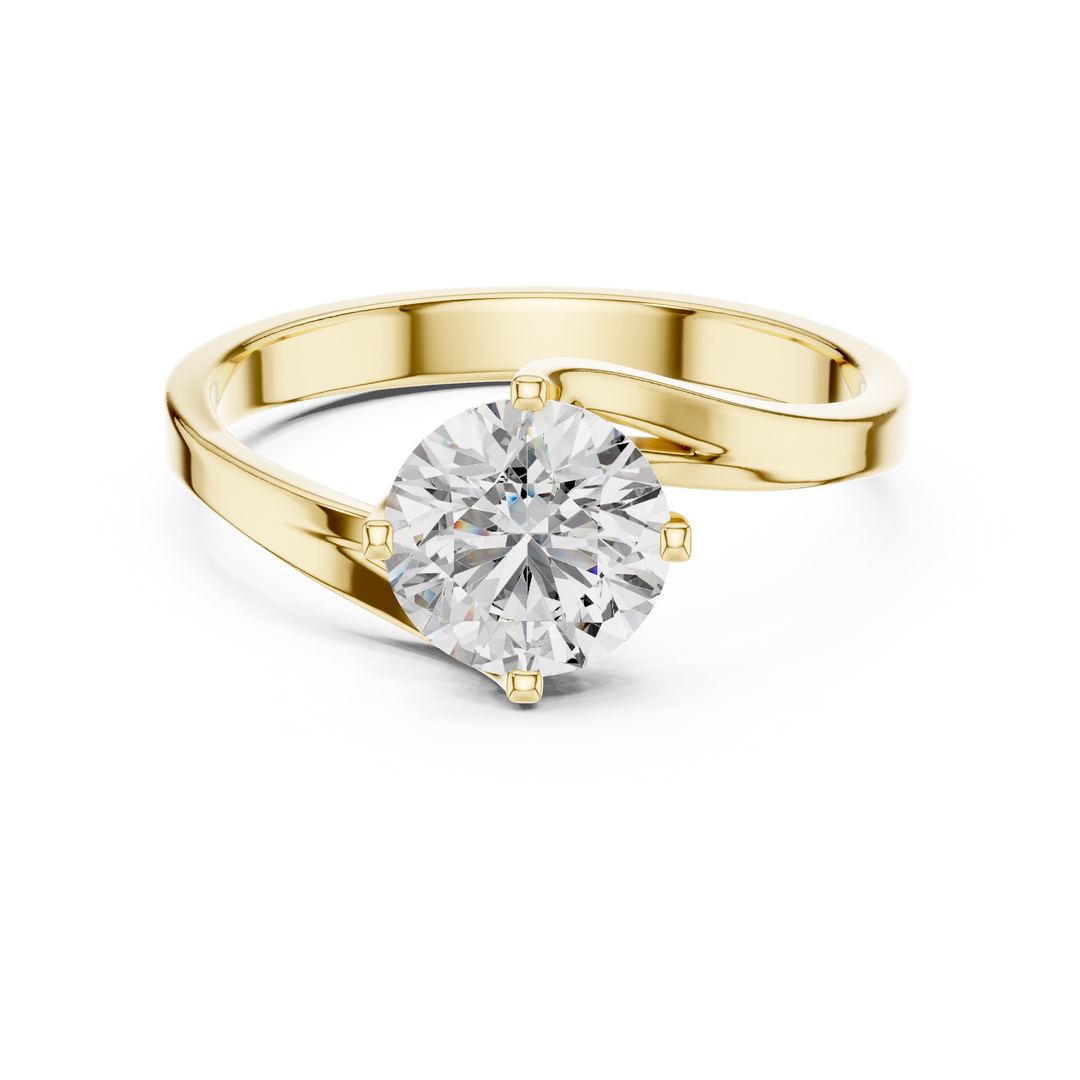 Elegant Sculpted Tapered Solitaire Diamond Engagement Ring