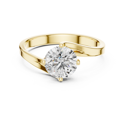 Elegant Sculpted Tapered Solitaire Diamond Engagement Ring