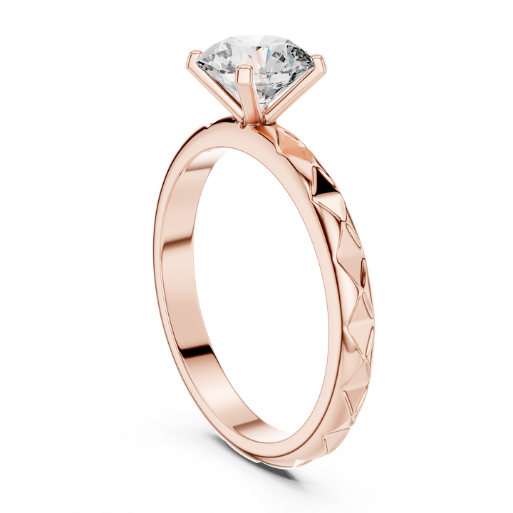 Contemporary Textured Diamond Solitaire Ring