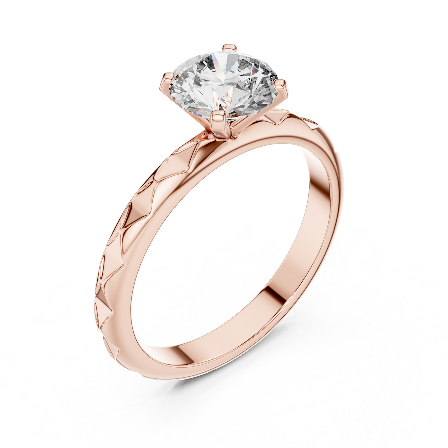 Contemporary Textured Diamond Solitaire Ring