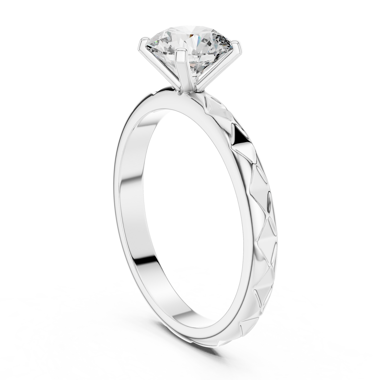 Contemporary Textured Diamond Solitaire Ring
