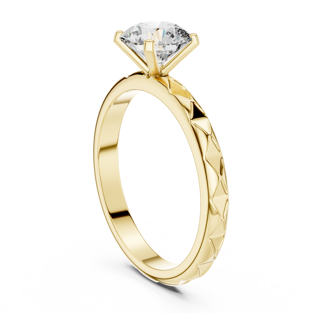 Contemporary Textured Diamond Solitaire Ring