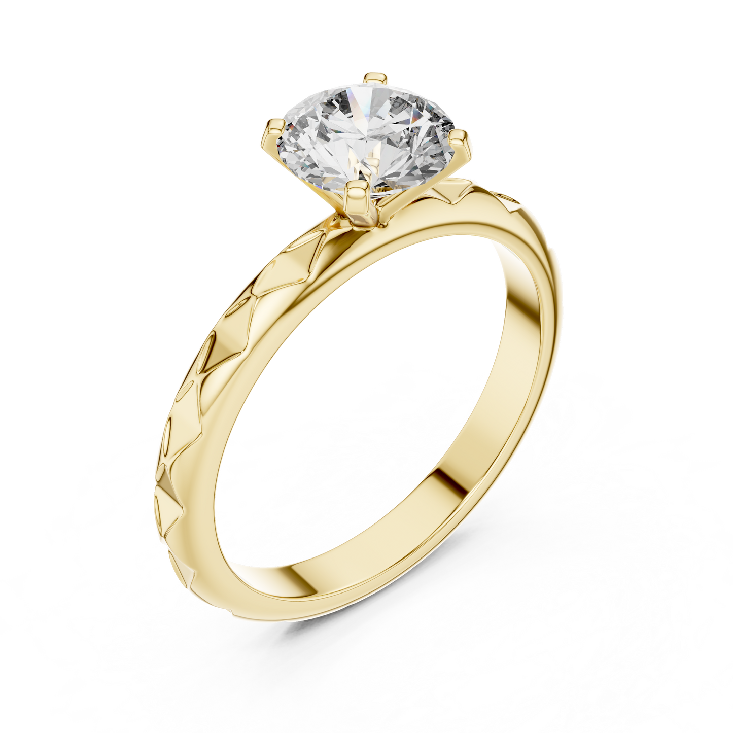 Contemporary Textured Diamond Solitaire Ring