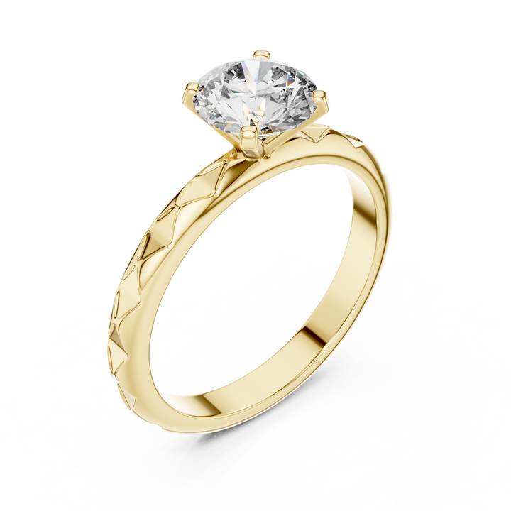 Contemporary Textured Diamond Solitaire Ring