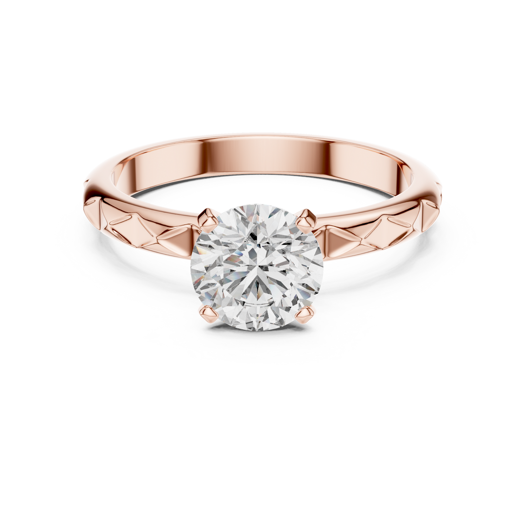 Contemporary Textured Diamond Solitaire Ring