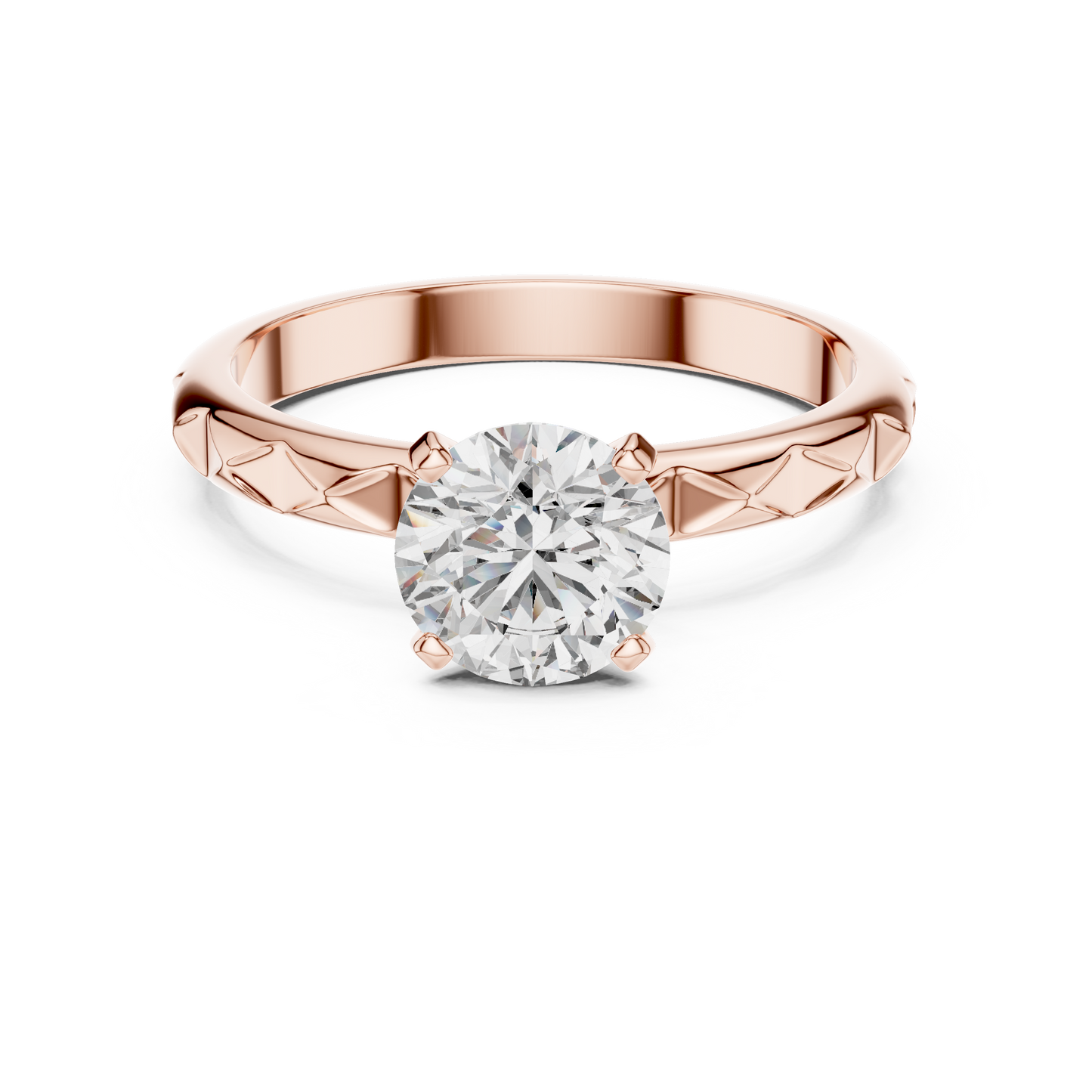 Contemporary Textured Diamond Solitaire Ring