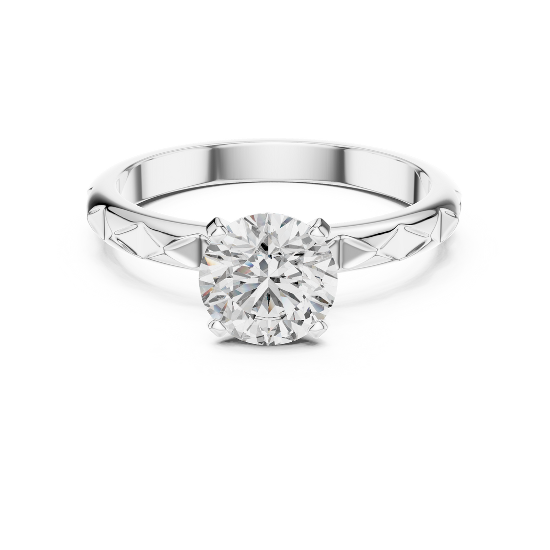 Contemporary Textured Diamond Solitaire Ring