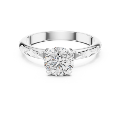 Contemporary Textured Diamond Solitaire Ring