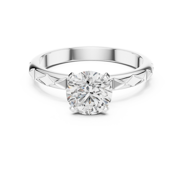 Contemporary Textured Diamond Solitaire Ring