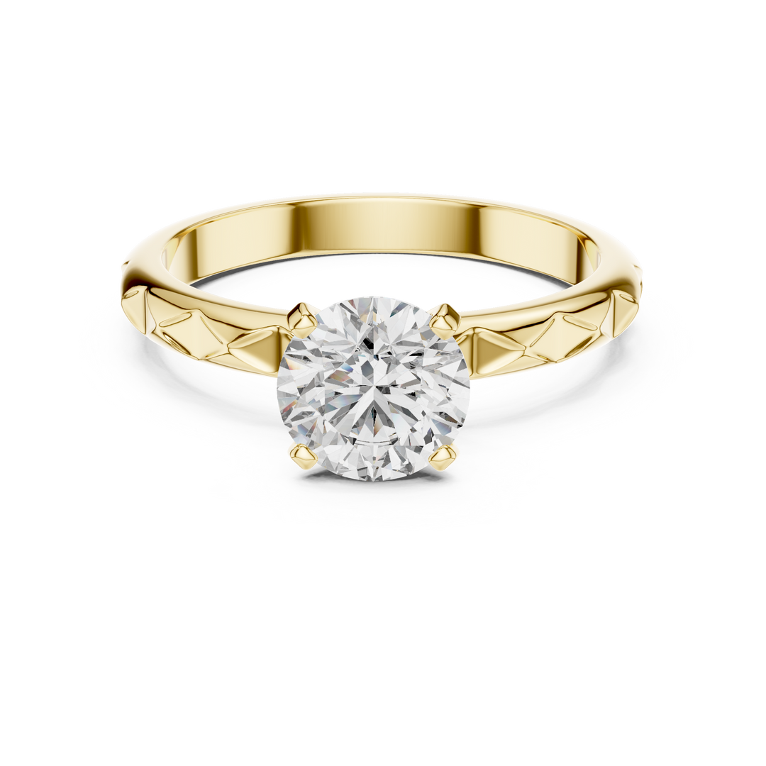 Contemporary Textured Diamond Solitaire Ring