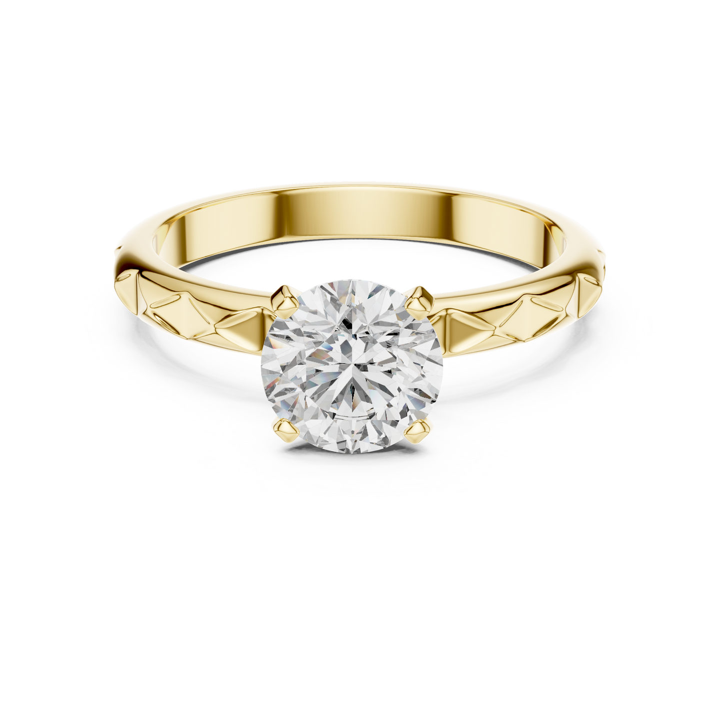Contemporary Textured Diamond Solitaire Ring