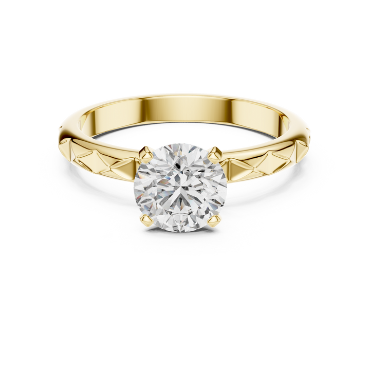 Contemporary Textured Diamond Solitaire Ring