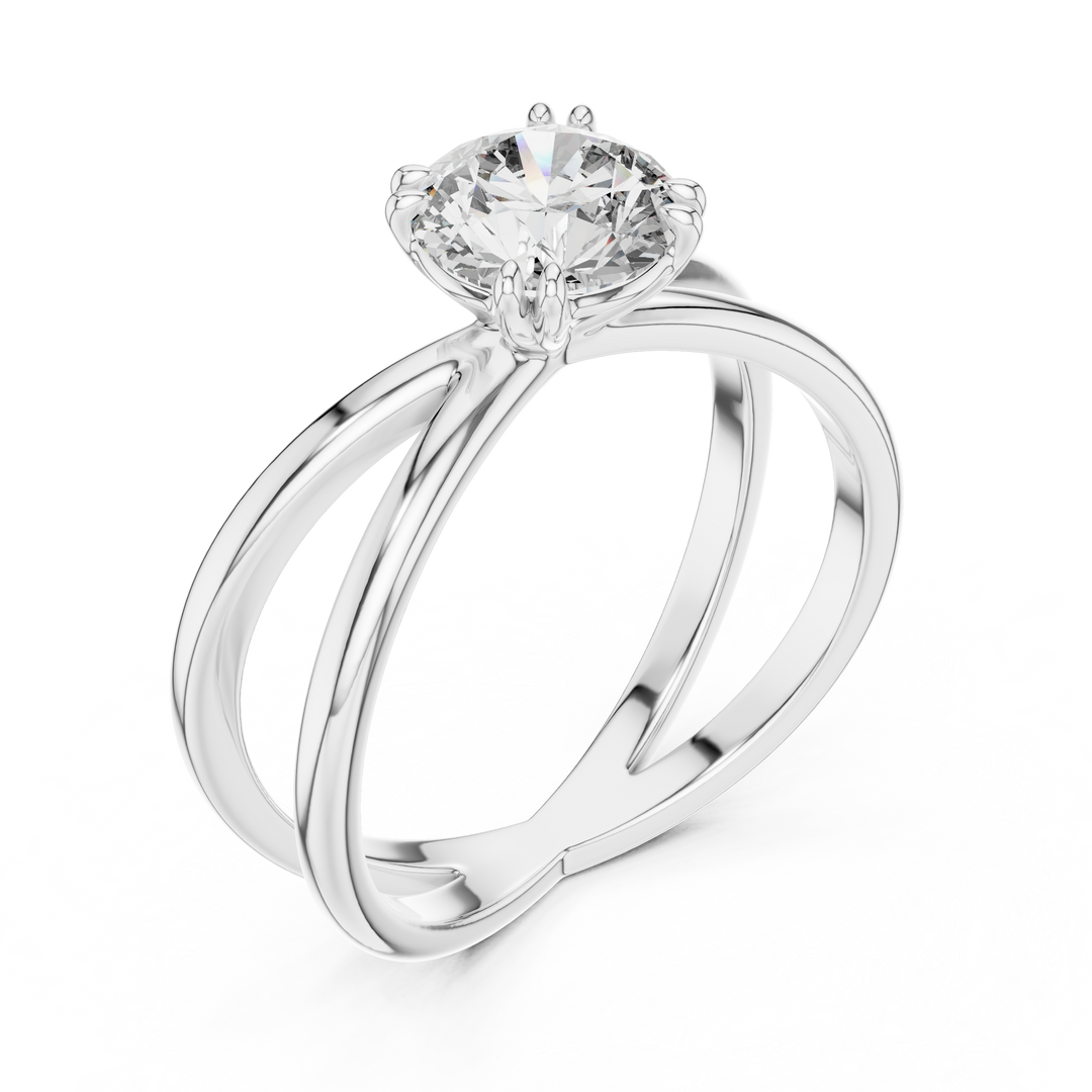 Modern Split Shank Diamond Solitaire Ring