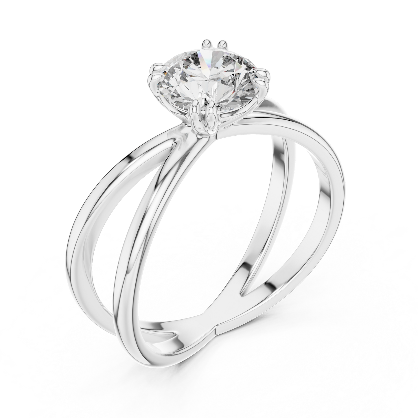 Modern Split Shank Diamond Solitaire Ring
