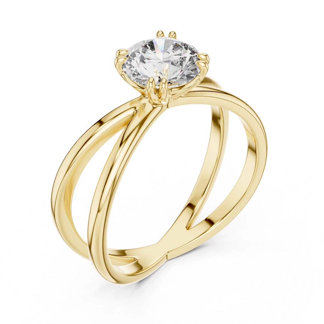 Modern Split Shank Diamond Solitaire Ring