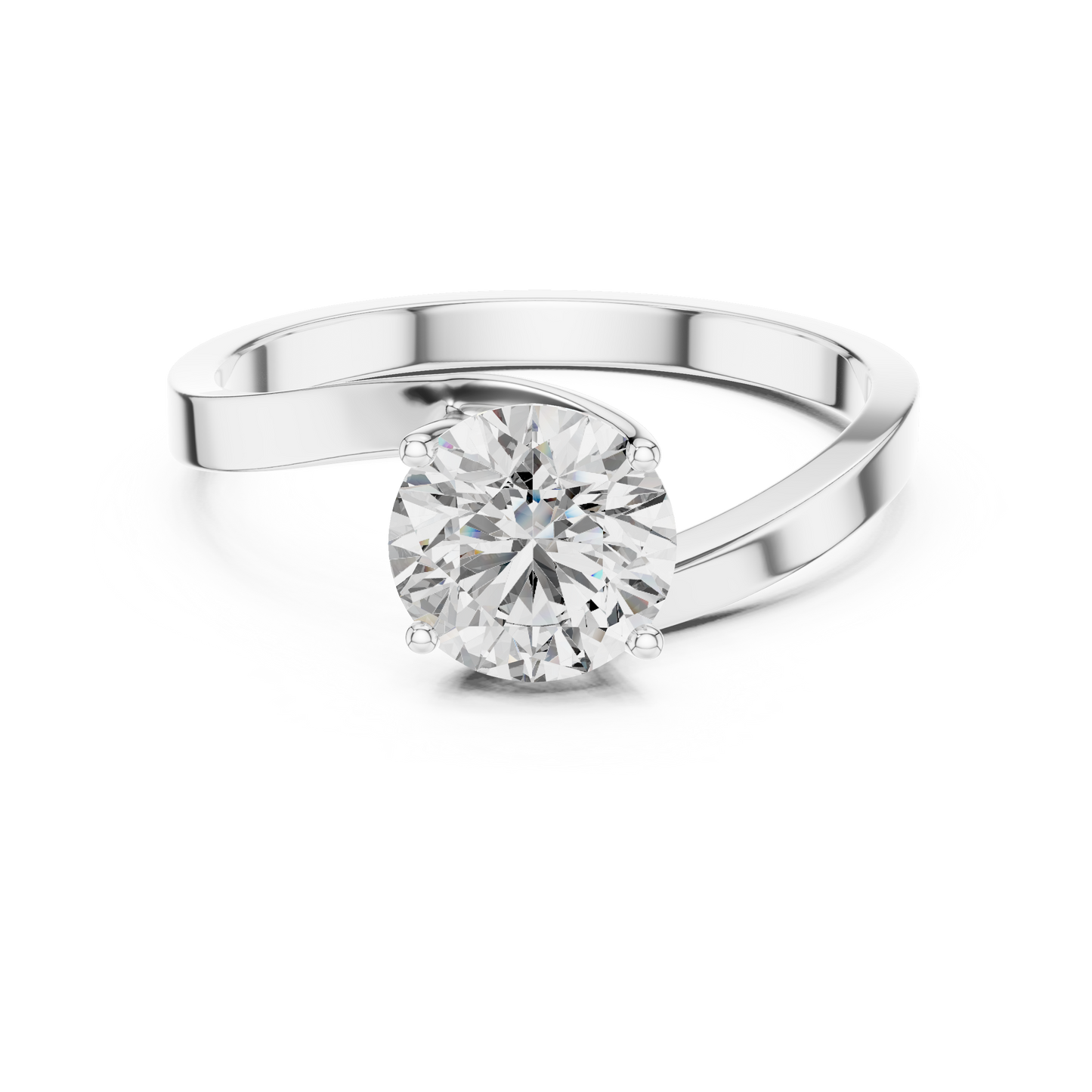 Contemporary Bypass Solitaire Engagement Ring