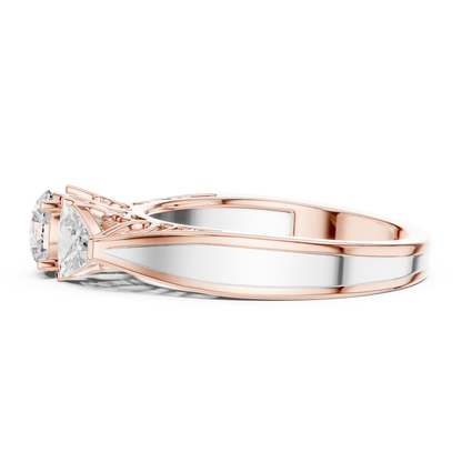Round Cut Three-Stone Diamond Ring with Trillion Side Stones