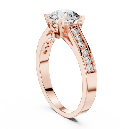 Pave Shoulder Solitaire Diamond Ring