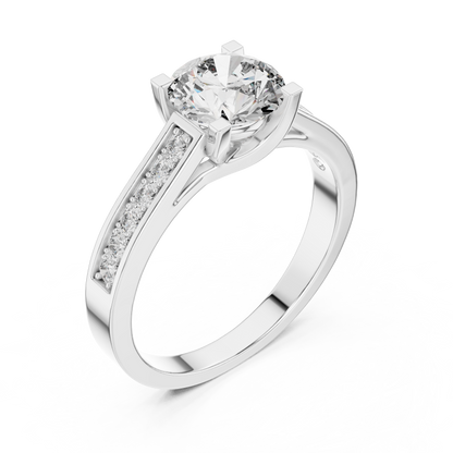 Pave Shoulder Solitaire Diamond Ring