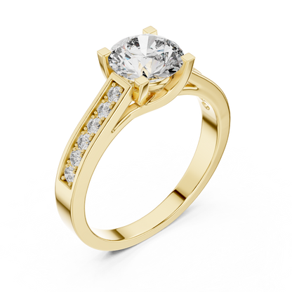 Pave Shoulder Solitaire Diamond Ring