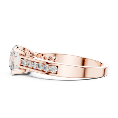 Pave Shoulder Solitaire Diamond Ring