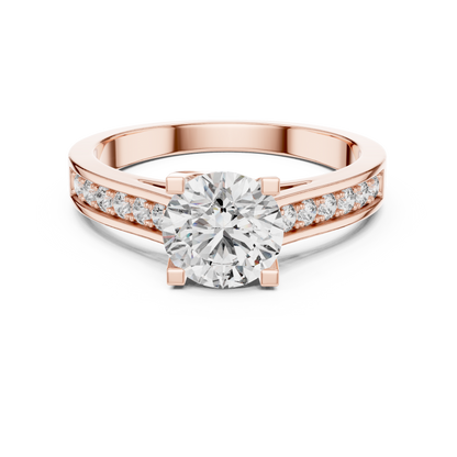 Pave Shoulder Solitaire Diamond Ring