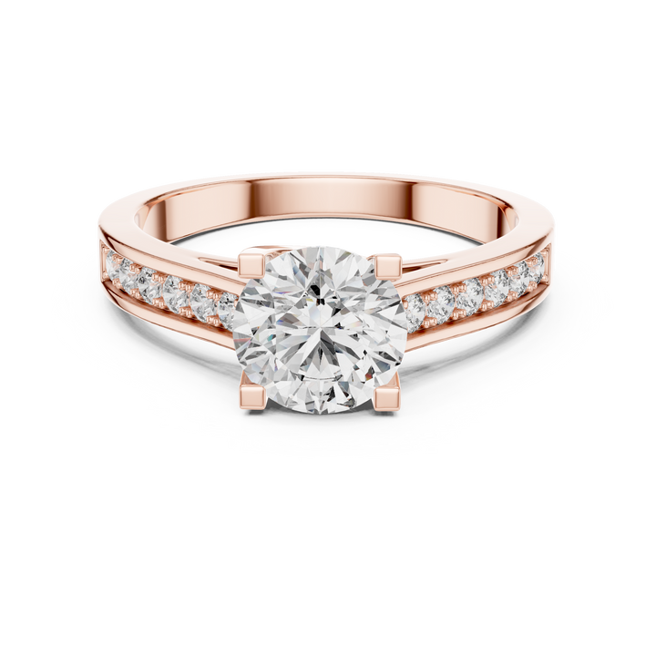 Pave Shoulder Solitaire Diamond Ring
