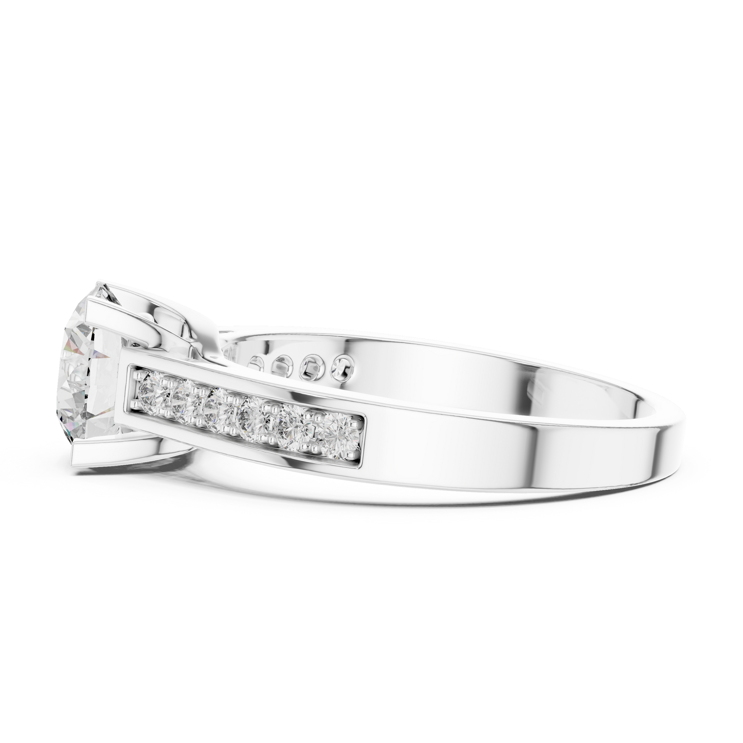 Pave Shoulder Solitaire Diamond Ring