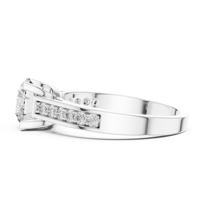 Pave Shoulder Solitaire Diamond Ring