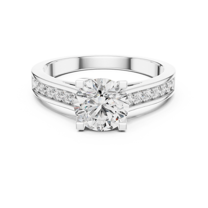 Pave Shoulder Solitaire Diamond Ring