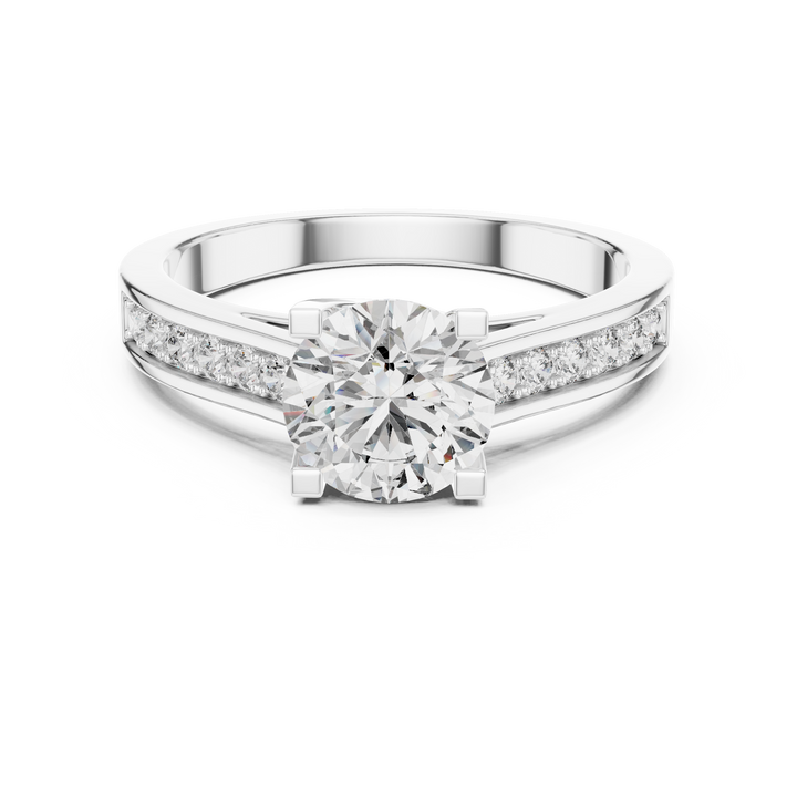 Pave Shoulder Solitaire Diamond Ring