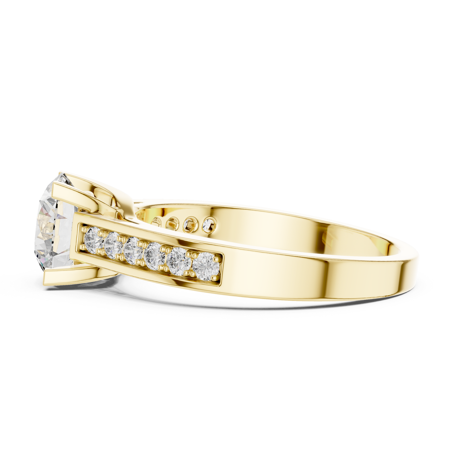 Pave Shoulder Solitaire Diamond Ring