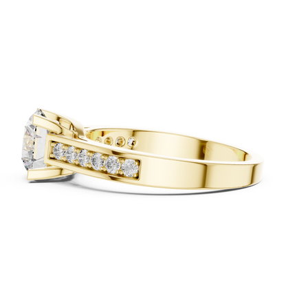 Pave Shoulder Solitaire Diamond Ring